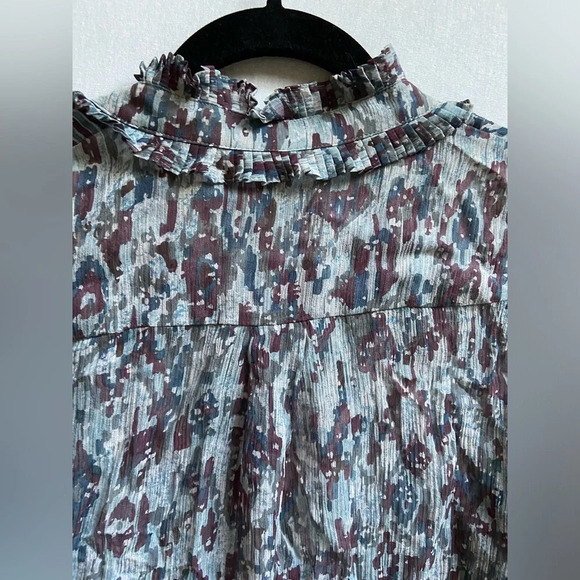 Jigsaw multi coloured silk ruffle long sleeve blouse Sz 10 - Picture 4 of 12